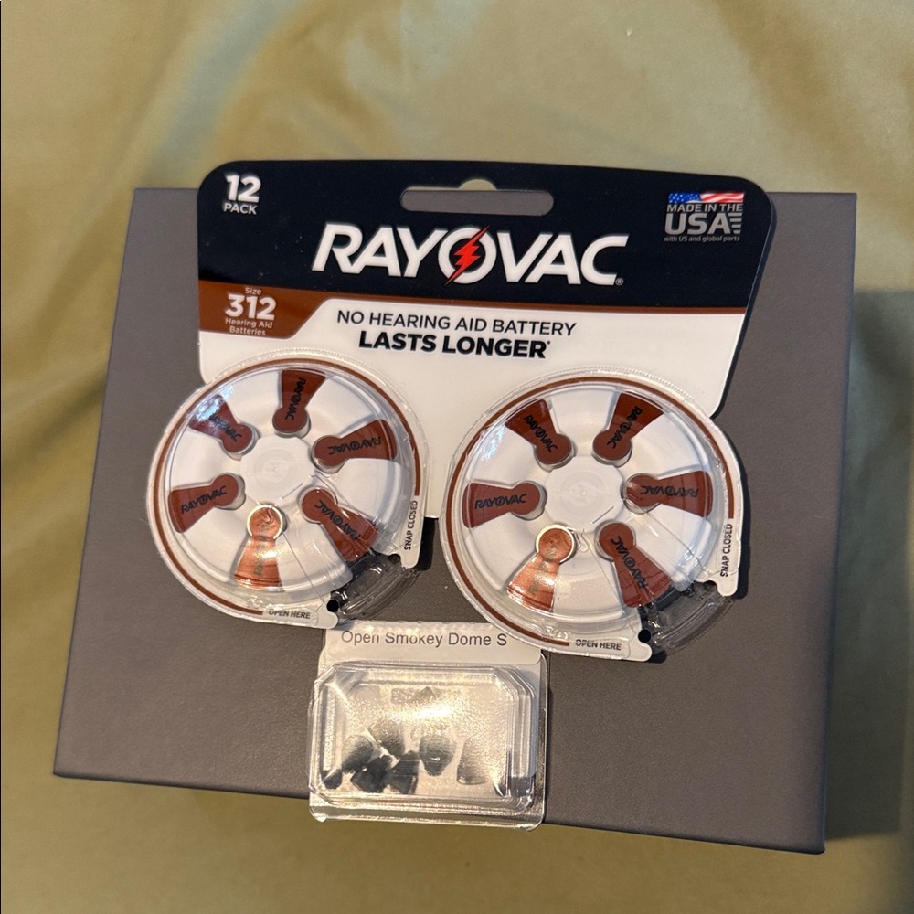 Size 312 Hearing Aid Batteries - Copper Tabs (12 Pack) Hearing Aid Domes Small